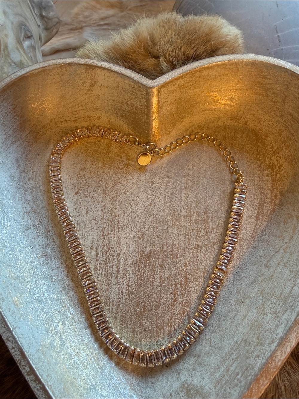 Elegant Crystal Tennis Choker Necklace - Gold Tone, Clear Crystals